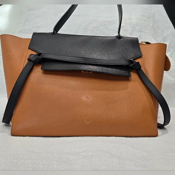 Celine Small Leather Belt Bag Carmel Black Tote Travel Work Suede Shoulder Mini - Picture 5 of 17